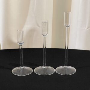 Clear Glass Candlestick Holder Set