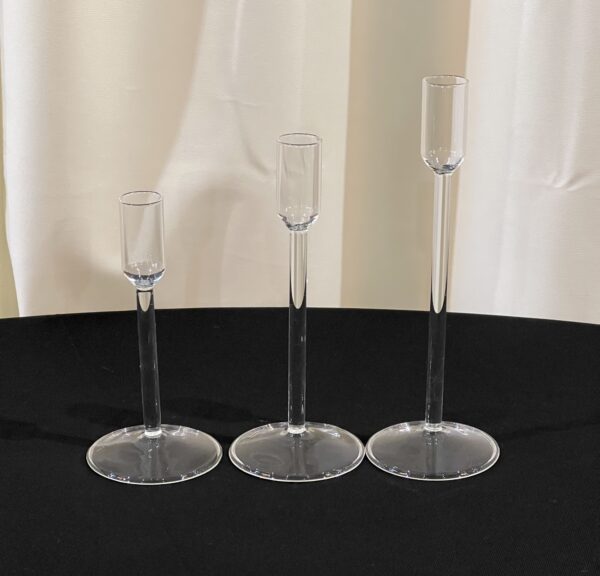 Clear Glass Candlestick Holder Set