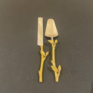 Gold Leaf Handle Serving Set