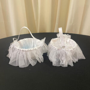 White Flower Girl Baskets