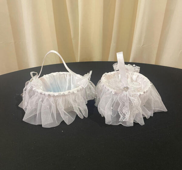 White Flower Girl Baskets