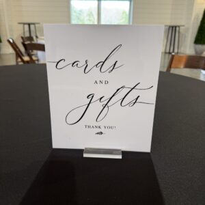 White Cards & Gift Sign Black writing
